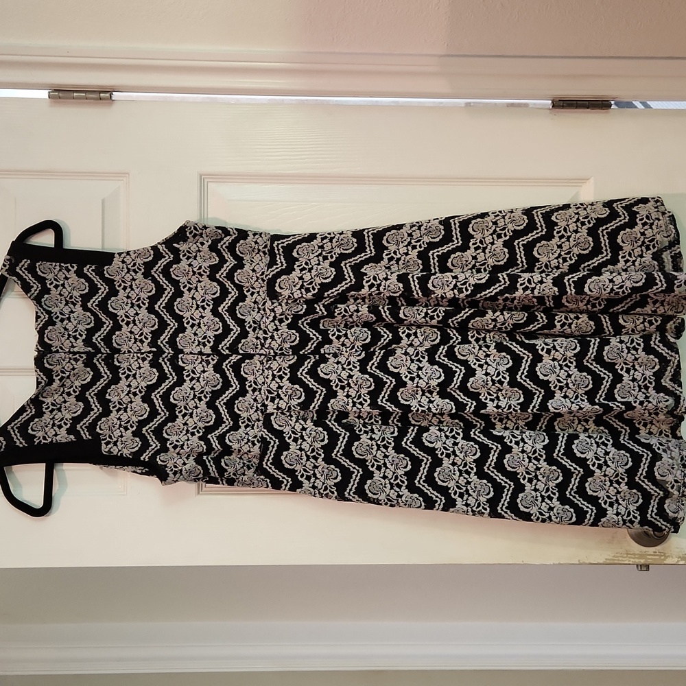 Torrid Sz 14 Preowned Black And White Lace Skater Brunch Summer Cocktail Dress - Picture 5 of 12